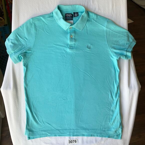 Chaps Men’s Short Sleeve Custom Fit Soft Polo Shirt Size M, Teal Blue - Picture 1 of 7